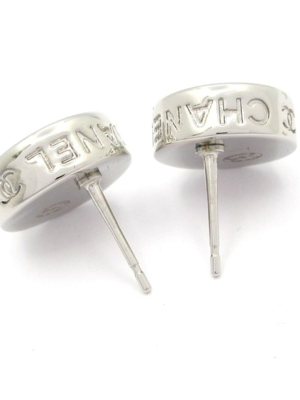 ★SOLD★ Chanel Earrings CC Logo Silver - Picture 4 of 7